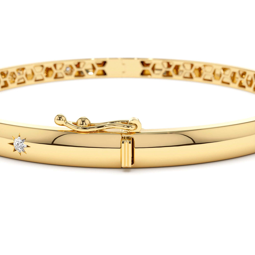 4mm Dome Star Setting Diamond Bangle Bracelet in 14K Gold — view 3