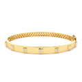 Baguette Diamond Bezel Setting Statement Bangle in 14K Gold — view 1