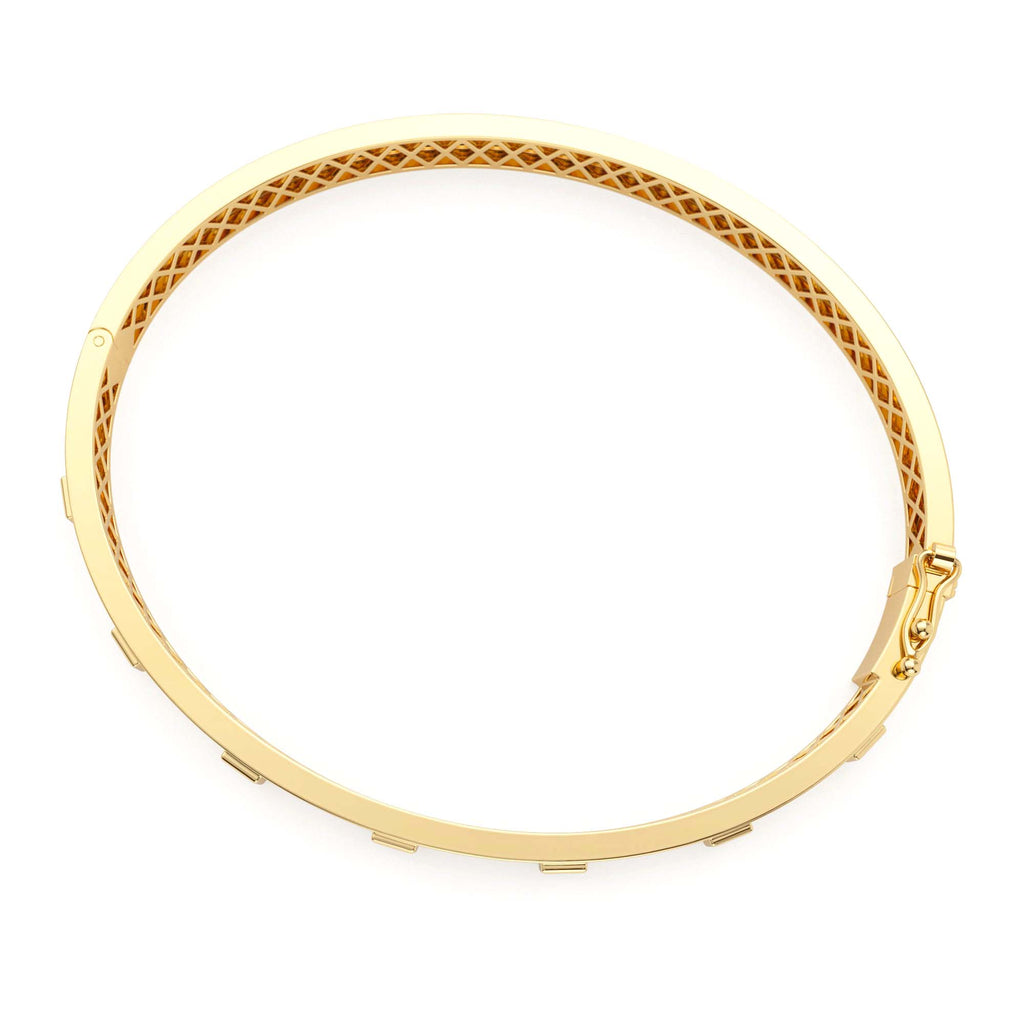 Baguette Diamond Bezel Setting Statement Bangle in 14K Gold — view 2