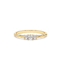 Three Stone Dainty Diamond Twisted Ring in 14K Gold — view 1