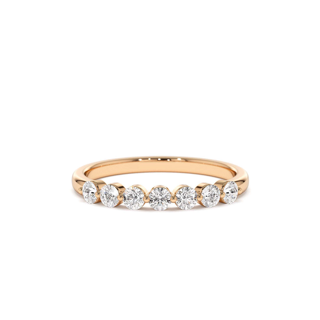 0.40ctw 7 Stone Shared Prong Diamond Wedding Band in 14K Gold — view 5