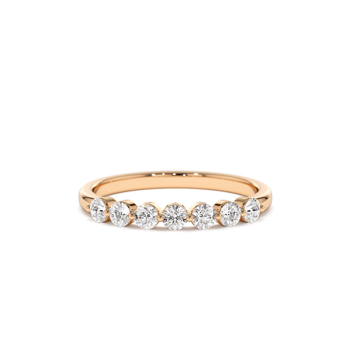 0.40ctw 7 Stone Shared Prong Diamond Wedding Band in 14K Gold — view 5