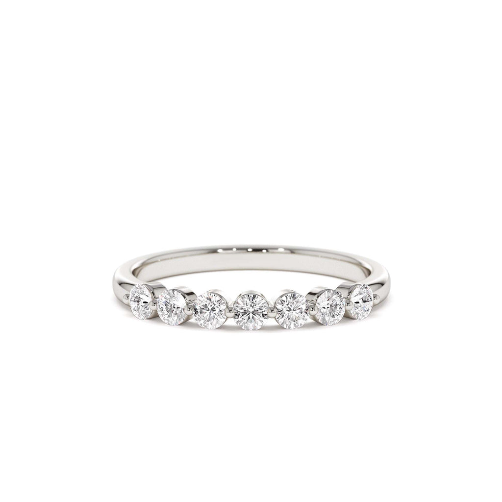 0.40ctw 7 Stone Shared Prong Diamond Wedding Band in 14K Gold — view 4