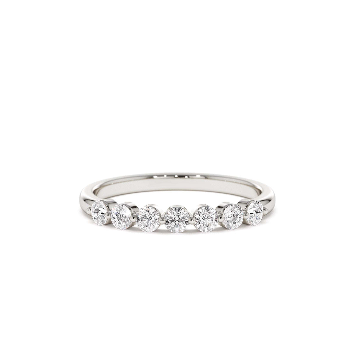 0.40ctw 7 Stone Shared Prong Diamond Wedding Band in 14K Gold — view 4