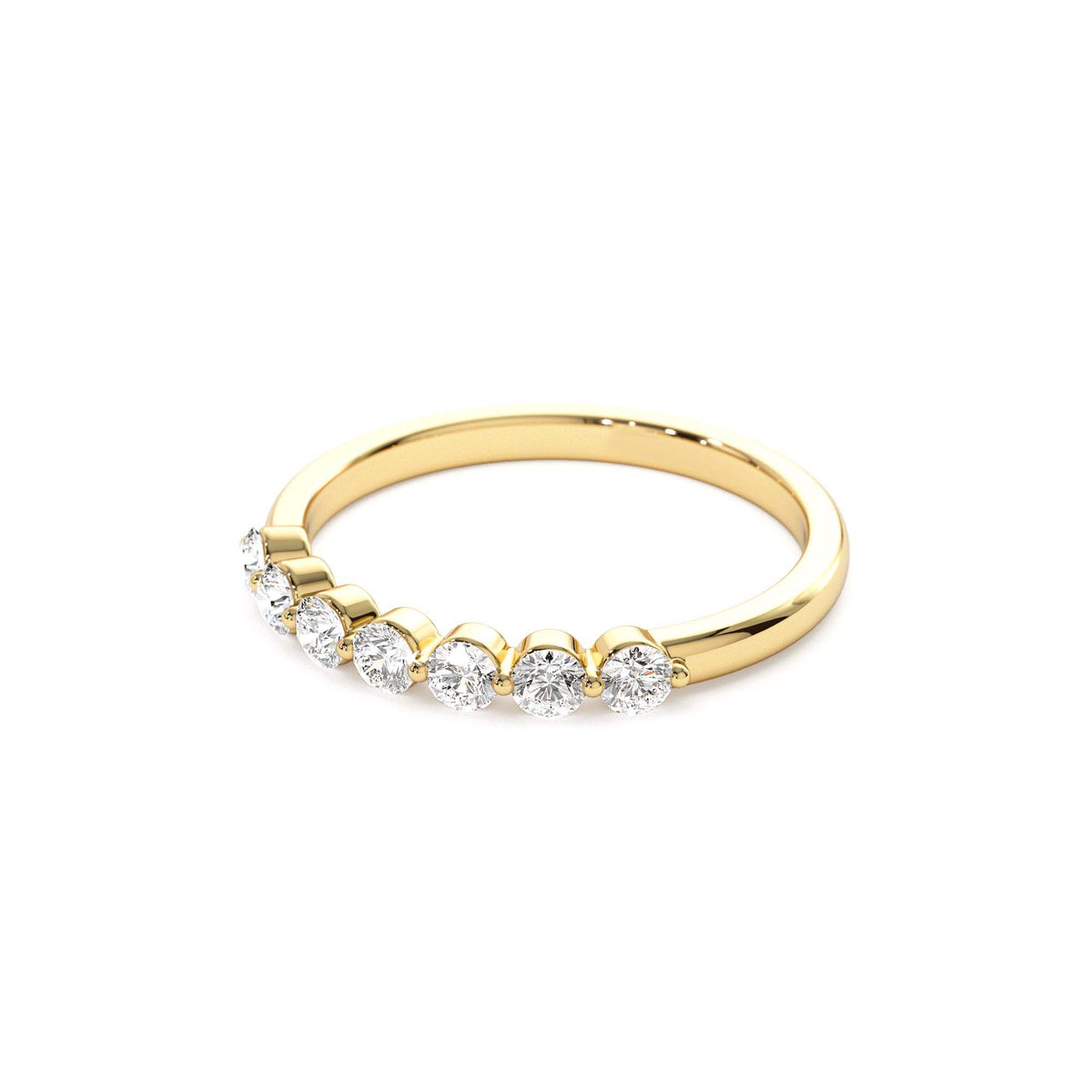 0.40ctw 7 Stone Shared Prong Diamond Wedding Band in 14K Gold — view 2