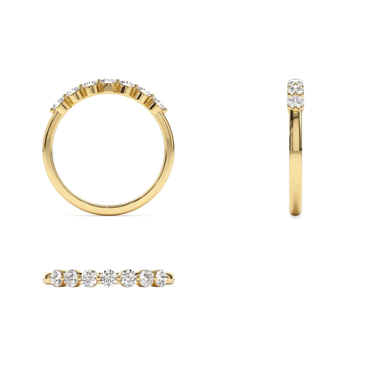 0.40ctw 7 Stone Shared Prong Diamond Wedding Band in 14K Gold — view 3