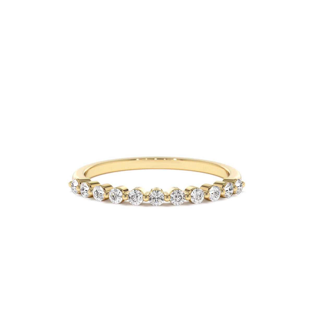 0.30ctw 11 Stone Shared Prong Diamond Wedding Band in 14K Gold — view 1