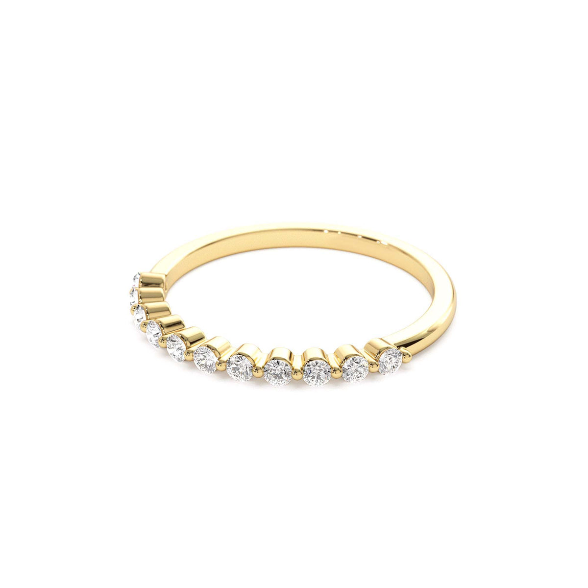0.30ctw 11 Stone Shared Prong Diamond Wedding Band in 14K Gold — view 2