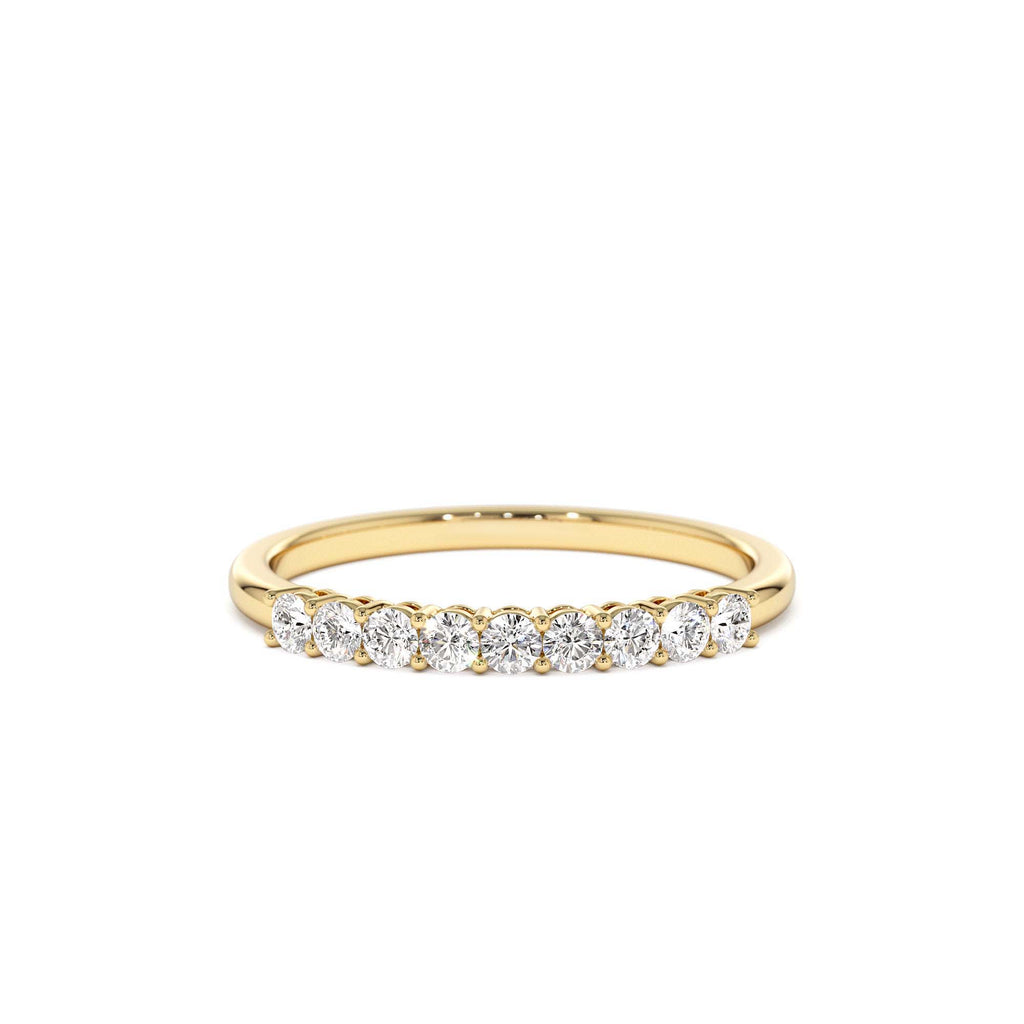 0.30ctw 9 Stone Basket Setting Diamond Wedding Ring in 14K Gold — view 1