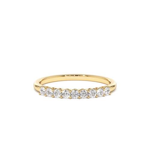0.30ctw 9 Stone Basket Setting Diamond Wedding Ring in 14K Gold — view 1