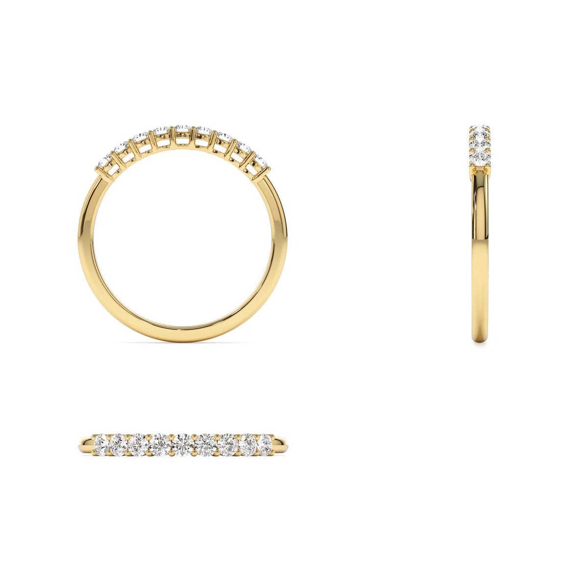 0.30ctw 9 Stone Basket Setting Diamond Wedding Ring in 14K Gold — view 3