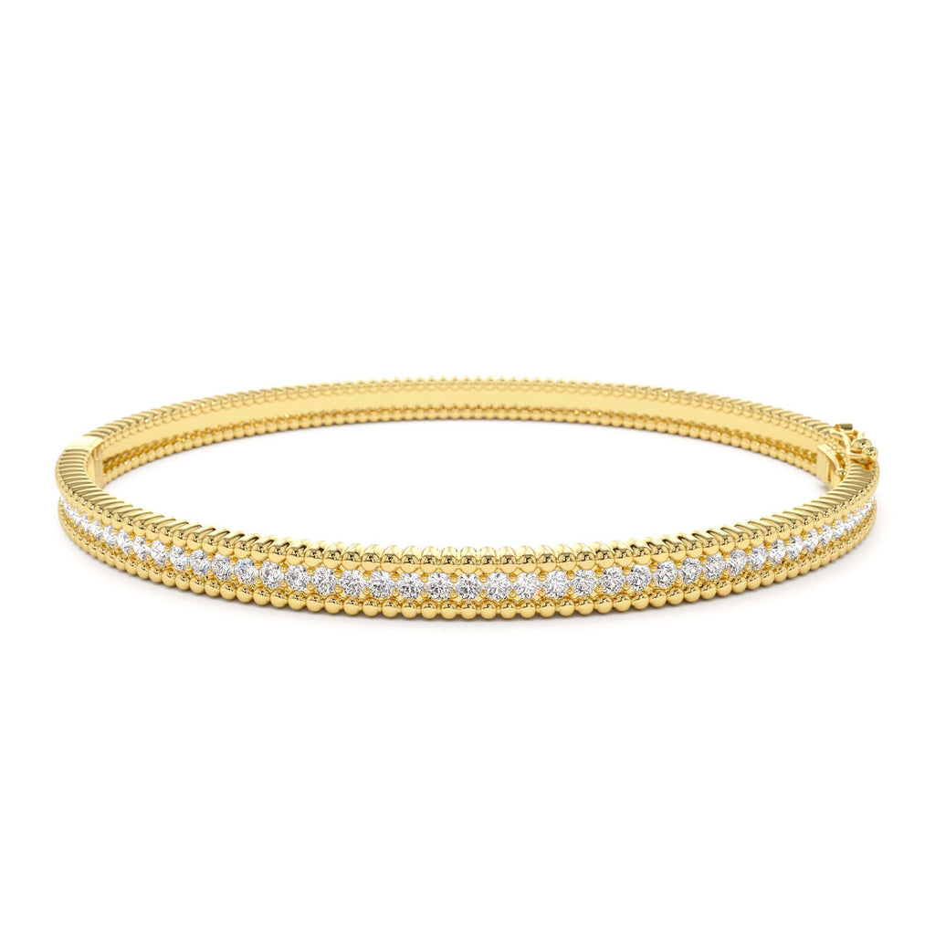 Milgrain Diamond Bangle Bracelet in 14K Gold — view 1