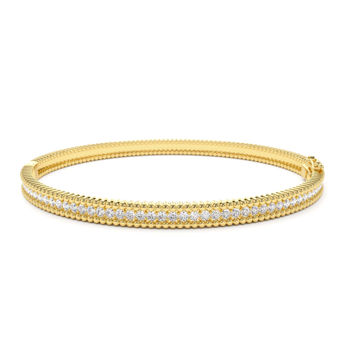 Milgrain Diamond Bangle Bracelet in 14K Gold — view 1
