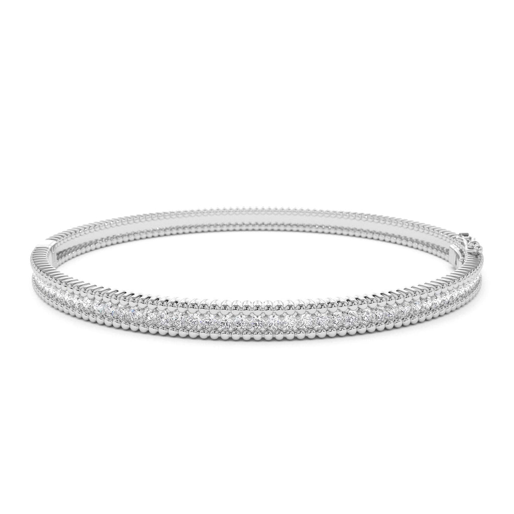 Milgrain Diamond Bangle Bracelet in 14K Gold — view 4