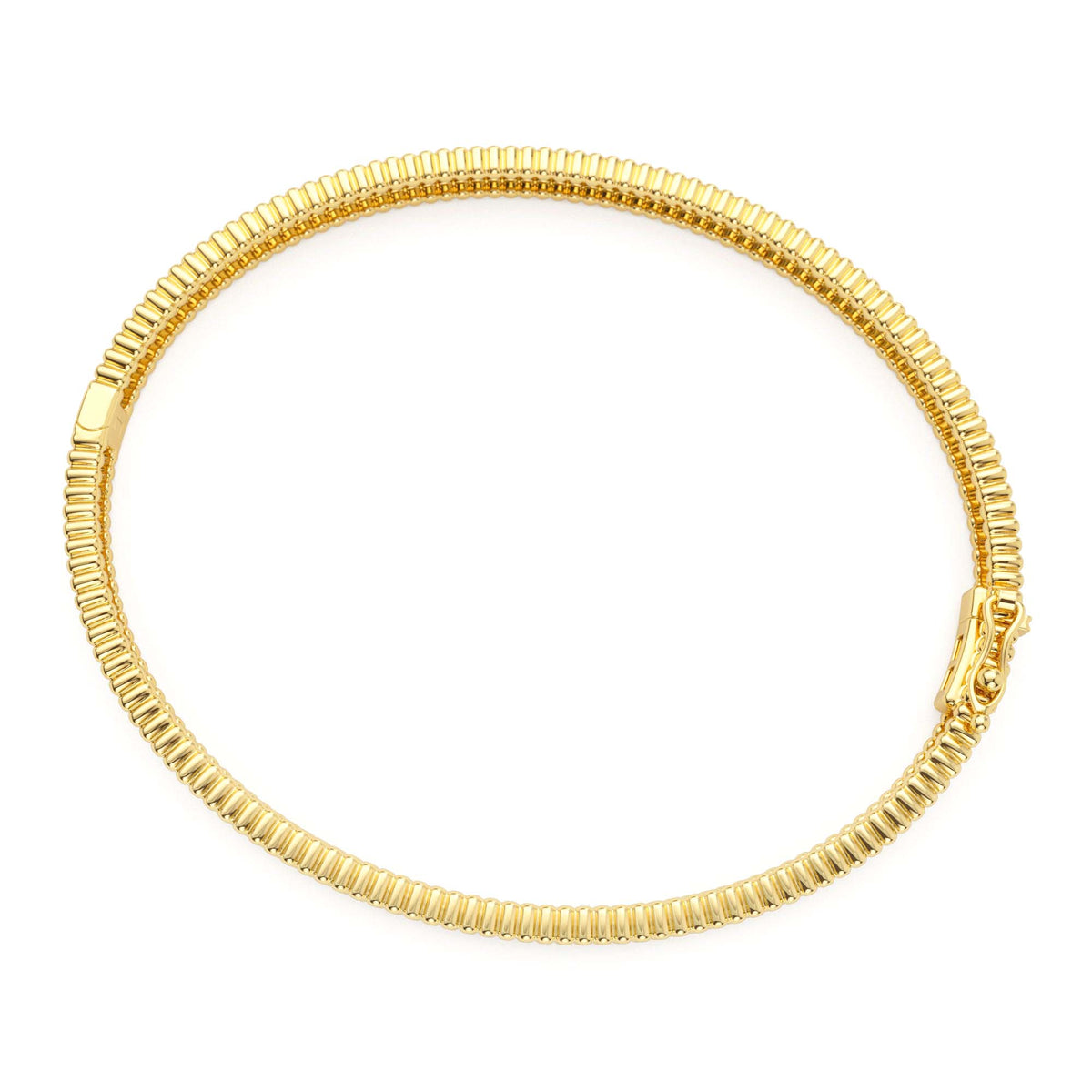 Milgrain Diamond Bangle Bracelet in 14K Gold — view 2