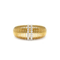 Diamond-Encrusted Ribbed Dome Statement Ring in 14K Gold — view 1