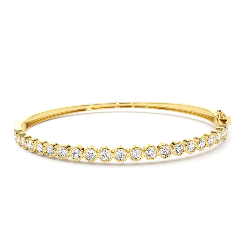 Bezel Setting Diamond Bangle in 14K Gold — view 1