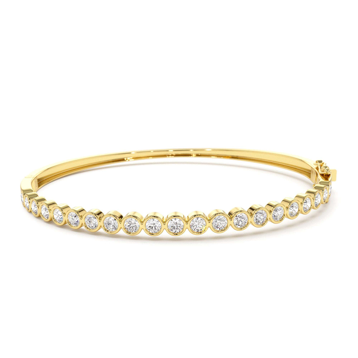 Bezel Setting Diamond Bangle in 14K Gold — view 1