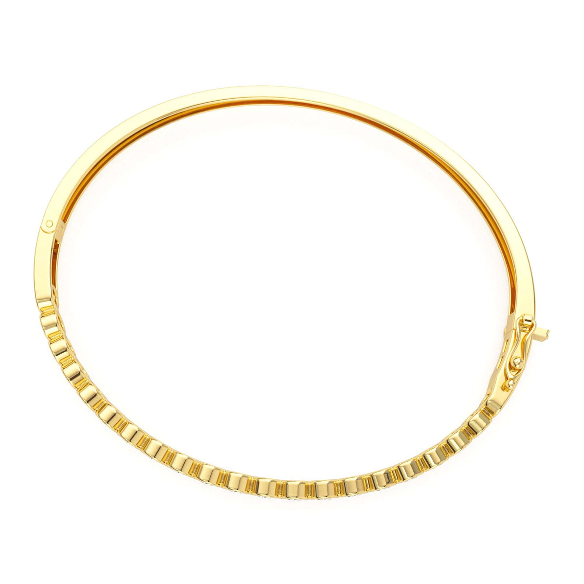 Bezel Setting Diamond Bangle in 14K Gold — view 2