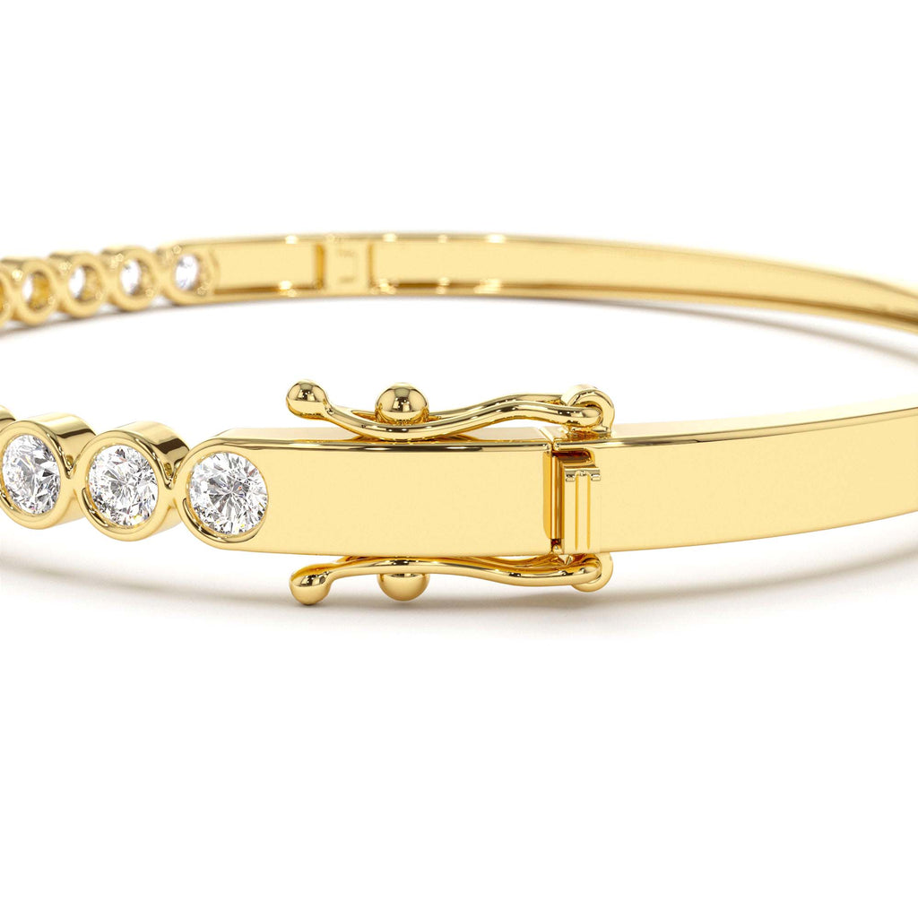 Bezel Setting Diamond Bangle in 14K Gold — view 3