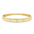 Flush Set Diamond Bangle with Pave Edges in 14K Gold — view 1