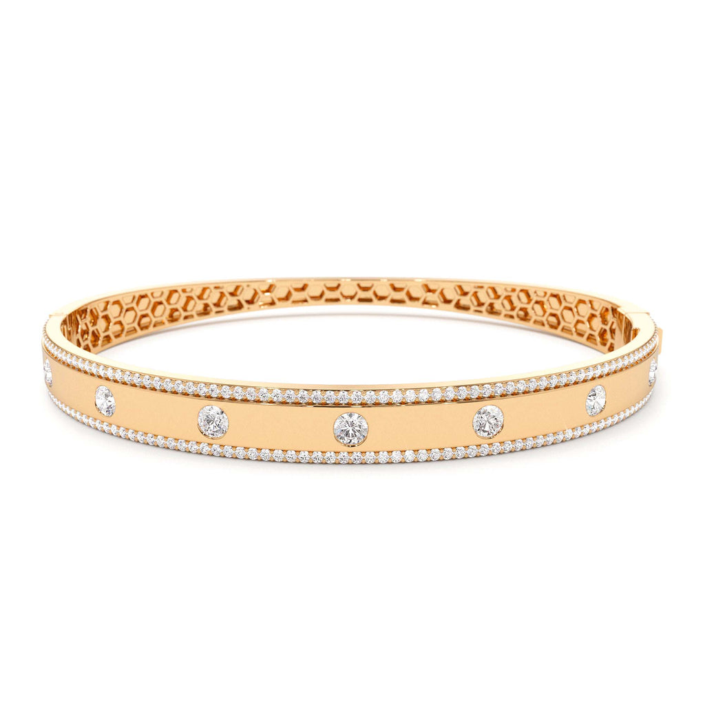 Flush Set Diamond Bangle with Pave Edges in 14K Gold — view 4