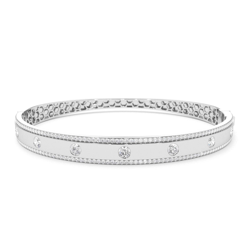 Flush Set Diamond Bangle with Pave Edges in 14K Gold — view 3