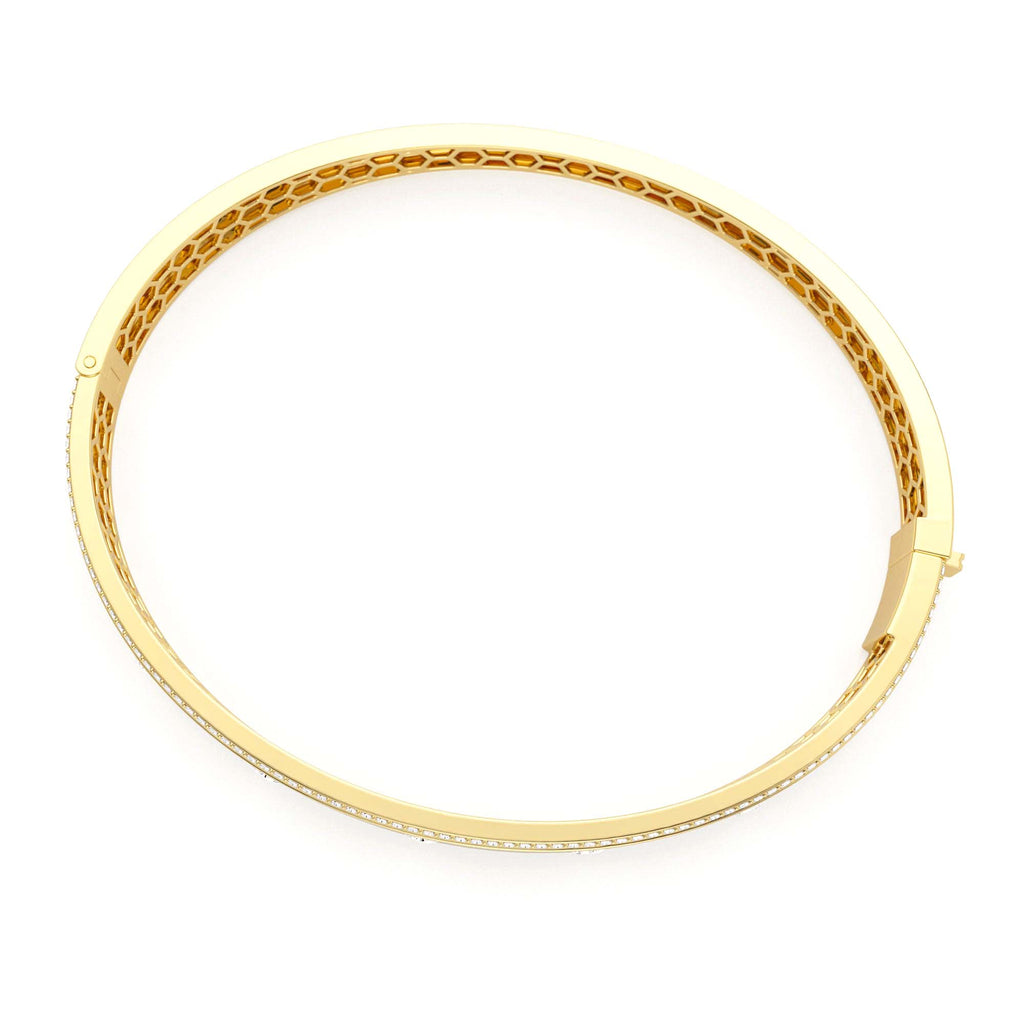 Flush Set Diamond Bangle with Pave Edges in 14K Gold — view 2