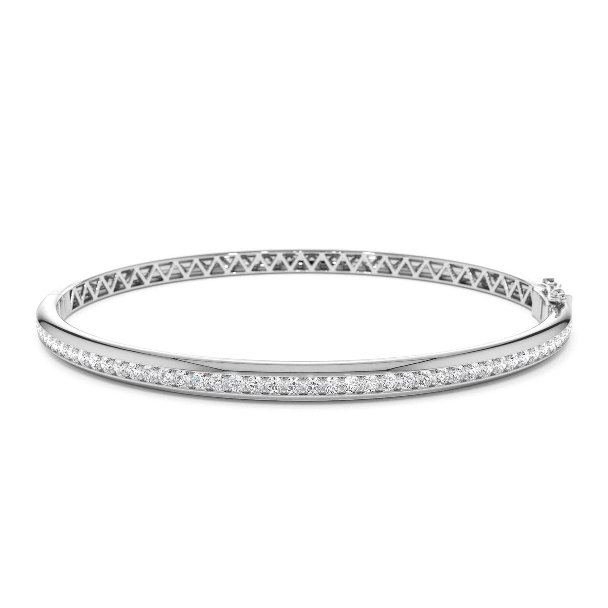 1.00 CTW Dome Diamond Bangle Bracelet in 14K Gold — view 4