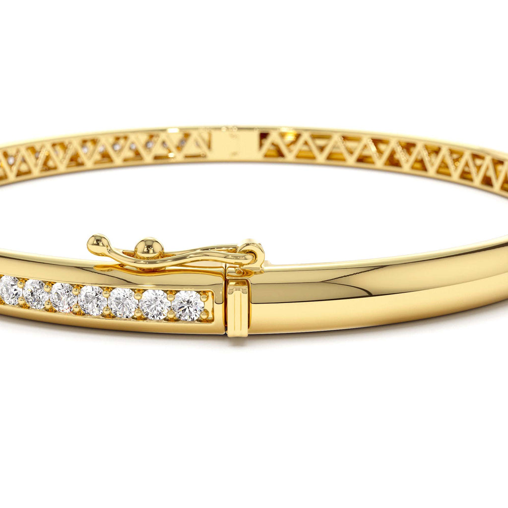 1.00 CTW Dome Diamond Bangle Bracelet in 14K Gold — view 3