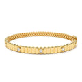 Ribbed Diamond Bangle Bracelet in 14K Gold — view 1