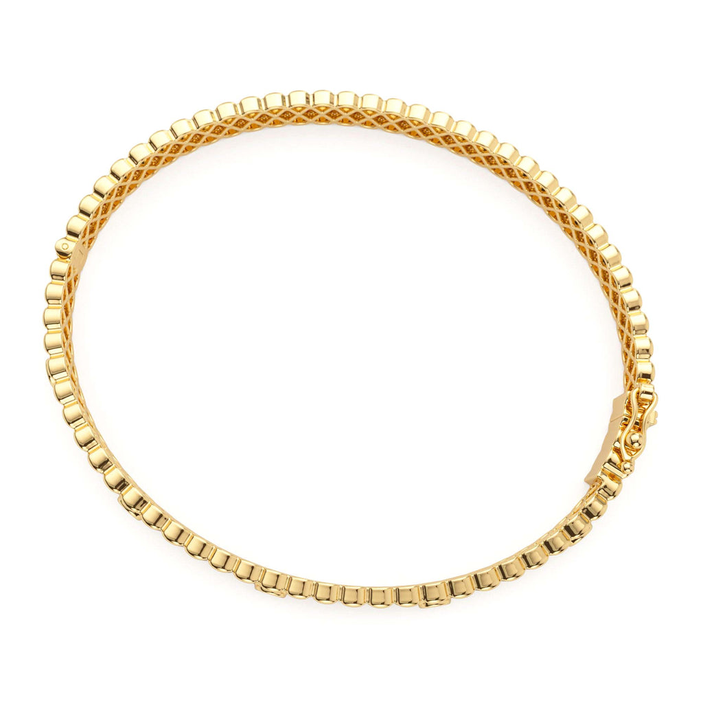 Ribbed Diamond Bangle Bracelet in 14K Gold — view 2