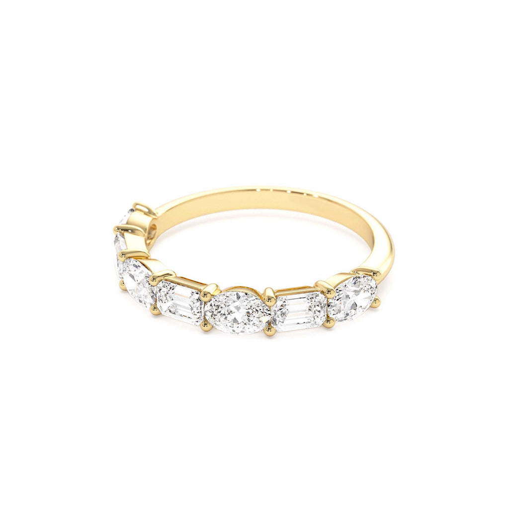 1.30 CTW East West Prong Setting Seven Stone Oval & Emerald Cut Lab-Grown Diamond Ring in 14K Gold — view 2