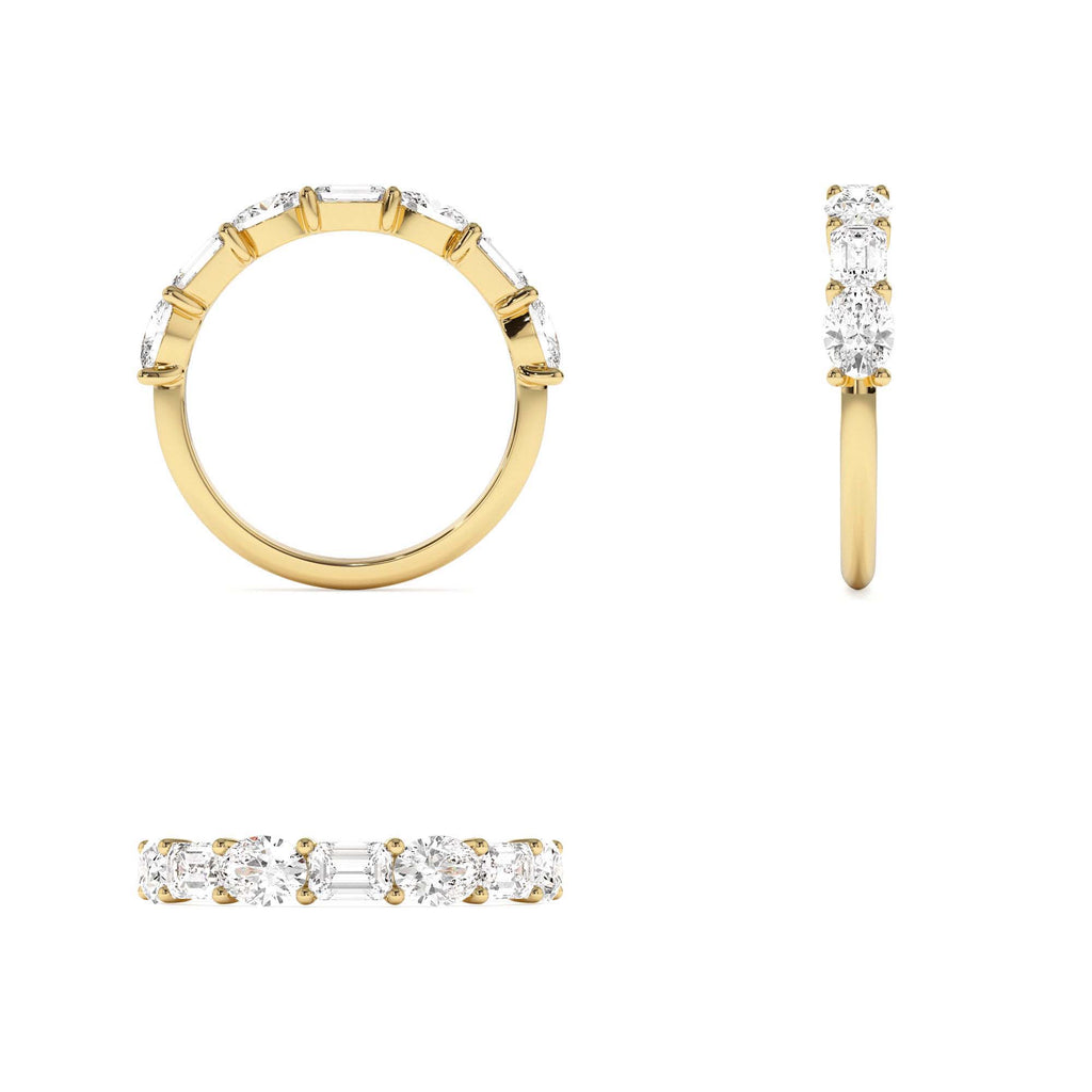 1.30 CTW East West Prong Setting Seven Stone Oval & Emerald Cut Lab-Grown Diamond Ring in 14K Gold — view 3