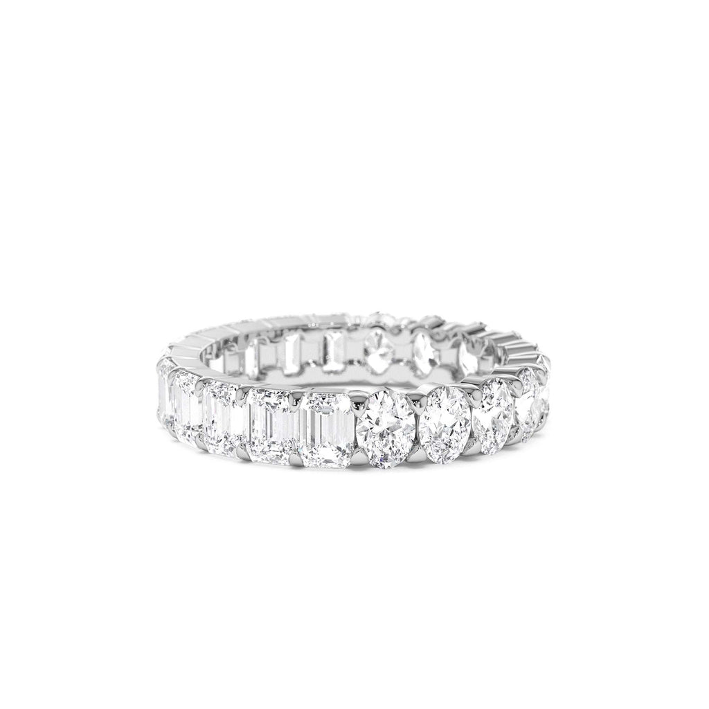 3.30 CTW Prong Setting Full Eternity Oval & Emerald Cut Lab-Grown Diamond Ring in 14K Gold — view 4