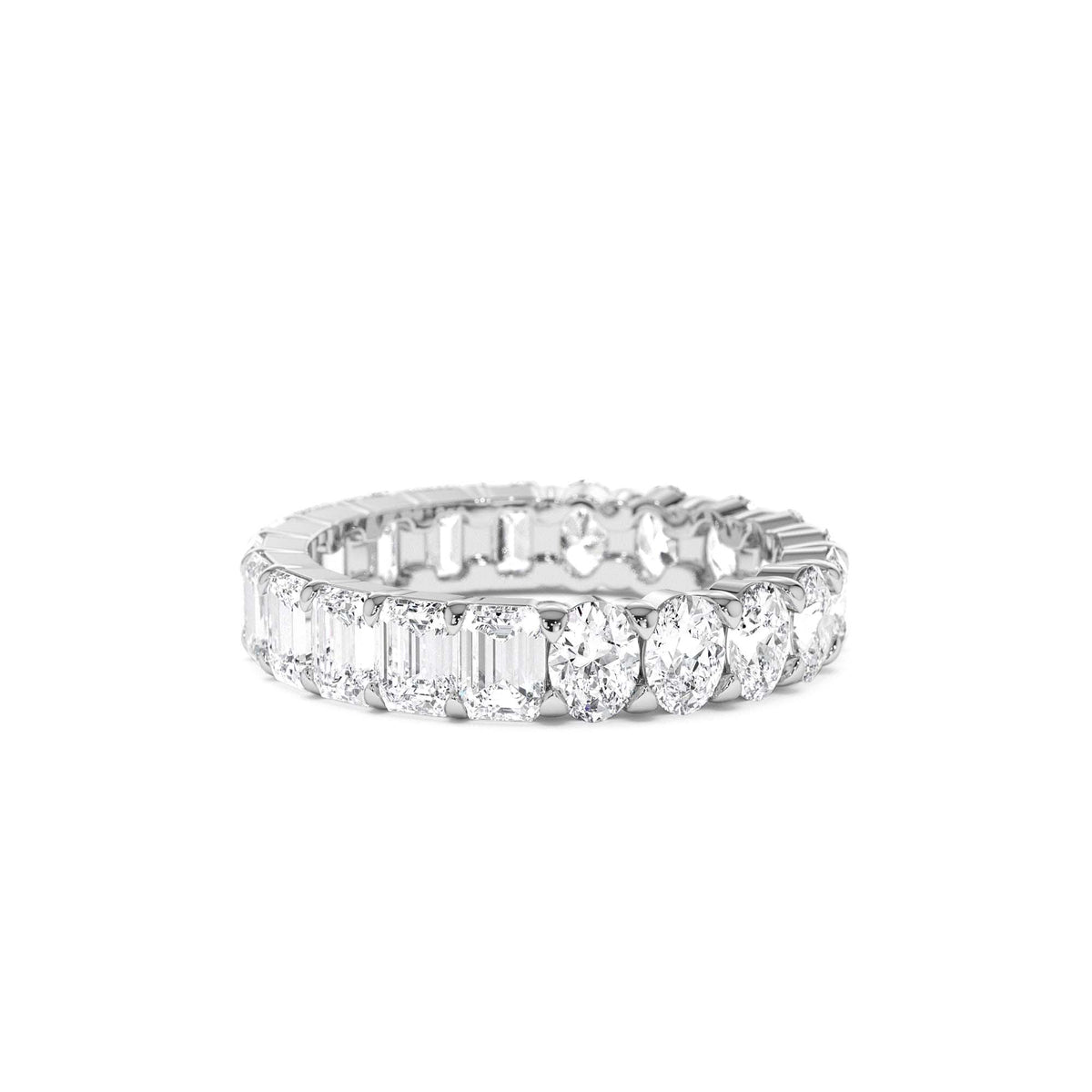 3.30 CTW Prong Setting Full Eternity Oval & Emerald Cut Lab-Grown Diamond Ring in 14K Gold — view 4