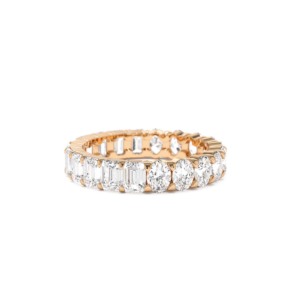 3.30 CTW Prong Setting Full Eternity Oval & Emerald Cut Lab-Grown Diamond Ring in 14K Gold — view 5
