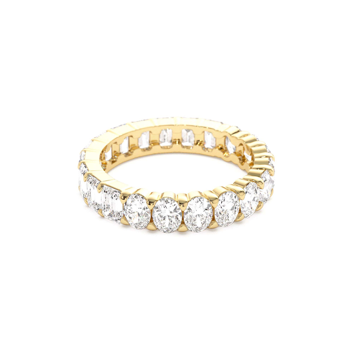 3.30 CTW Prong Setting Full Eternity Oval & Emerald Cut Lab-Grown Diamond Ring in 14K Gold — view 2