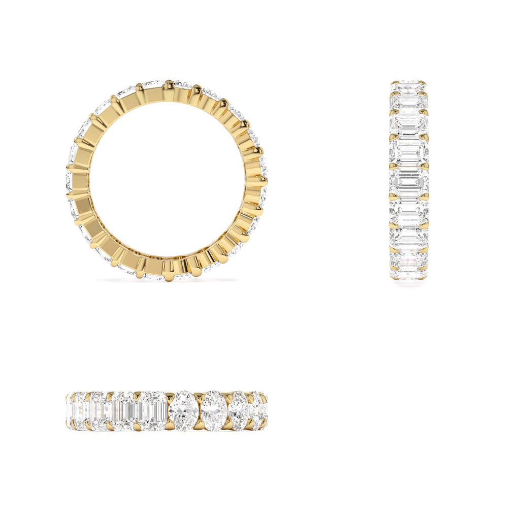 3.30 CTW Prong Setting Full Eternity Oval & Emerald Cut Lab-Grown Diamond Ring in 14K Gold — view 3