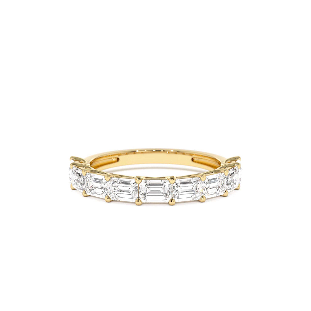1.70 CTW East West Prong Setting Nine Stone Emerald Cut Lab-Grown Diamond Wedding Ring in 14K Gold — view 1