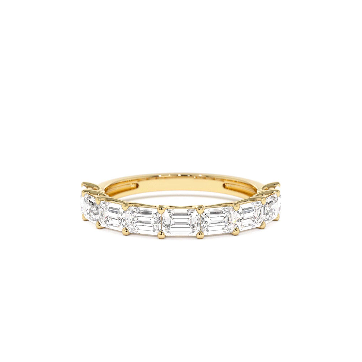 1.70 CTW East West Prong Setting Nine Stone Emerald Cut Lab-Grown Diamond Wedding Ring in 14K Gold — view 1