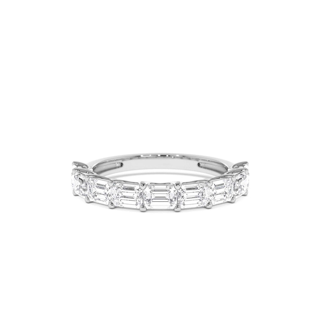 1.70 CTW East West Prong Setting Nine Stone Emerald Cut Lab-Grown Diamond Wedding Ring in 14K Gold — view 4