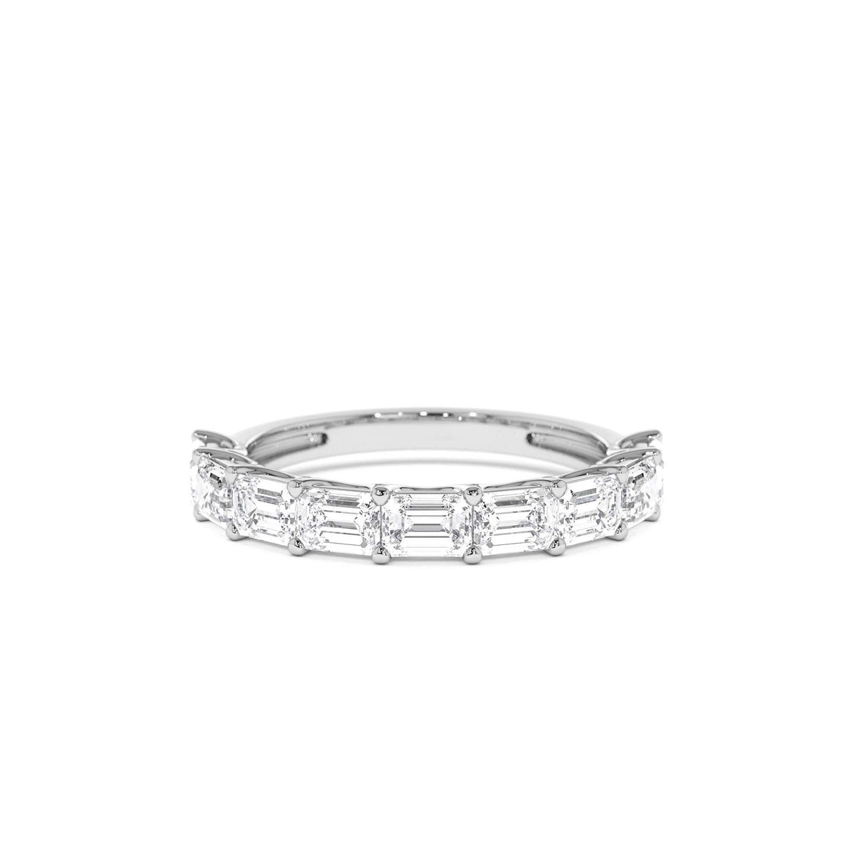 1.70 CTW East West Prong Setting Nine Stone Emerald Cut Lab-Grown Diamond Wedding Ring in 14K Gold — view 4