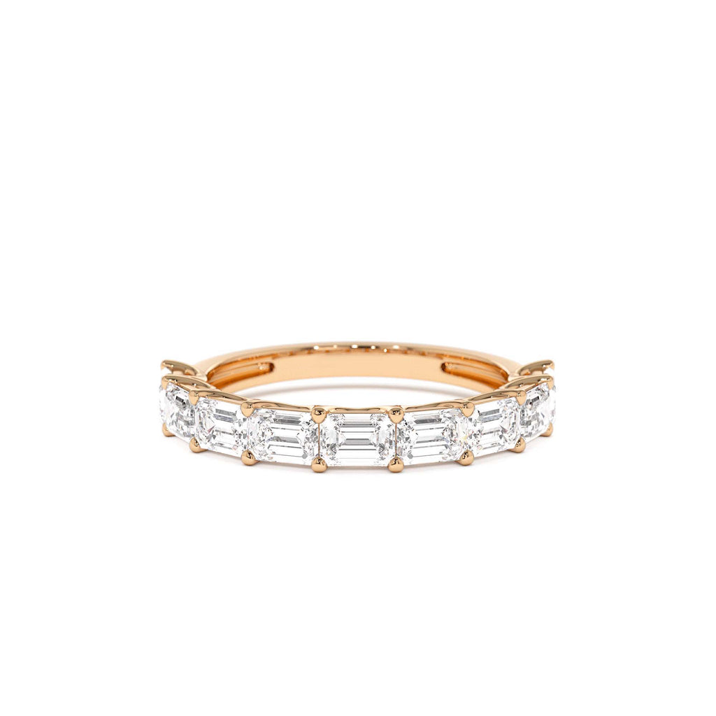 1.70 CTW East West Prong Setting Nine Stone Emerald Cut Lab-Grown Diamond Wedding Ring in 14K Gold — view 5