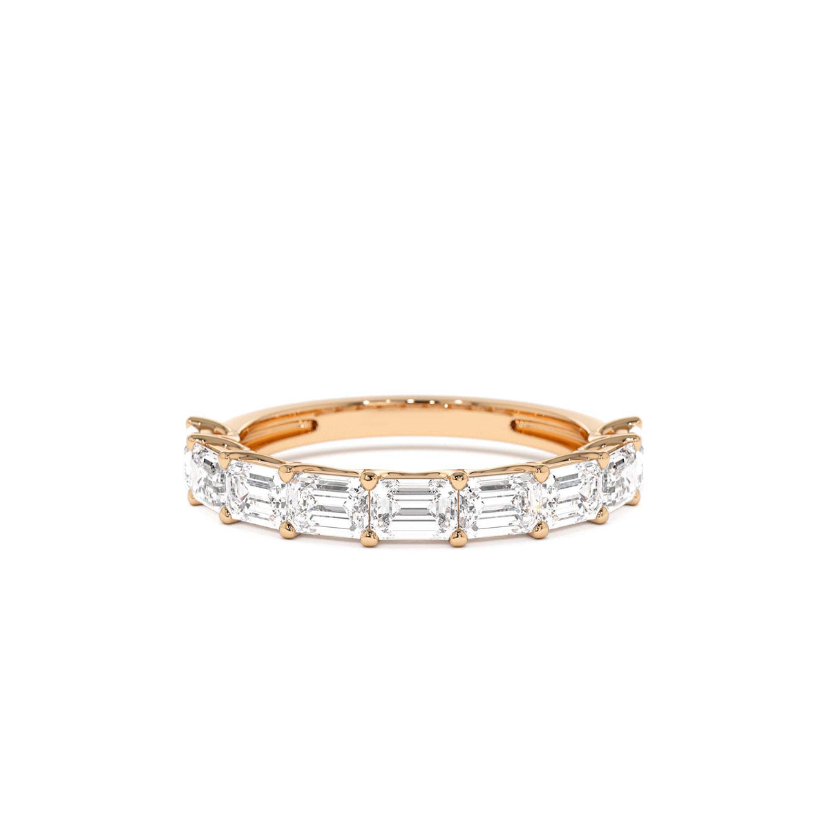 1.70 CTW East West Prong Setting Nine Stone Emerald Cut Lab-Grown Diamond Wedding Ring in 14K Gold — view 5
