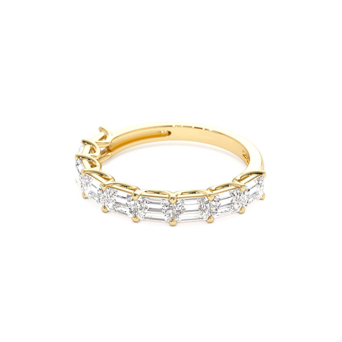1.70 CTW East West Prong Setting Nine Stone Emerald Cut Lab-Grown Diamond Wedding Ring in 14K Gold — view 2