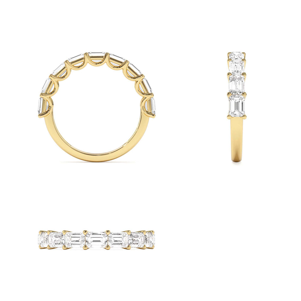 1.70 CTW East West Prong Setting Nine Stone Emerald Cut Lab-Grown Diamond Wedding Ring in 14K Gold — view 3