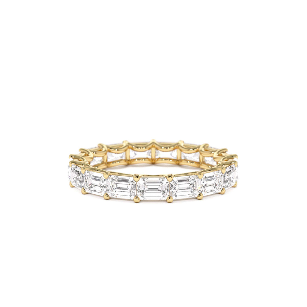 3.25 CTW East West Prong Setting Full Eternity Emerald Cut Lab-Grown Diamond Ring in 14K Gold — view 1