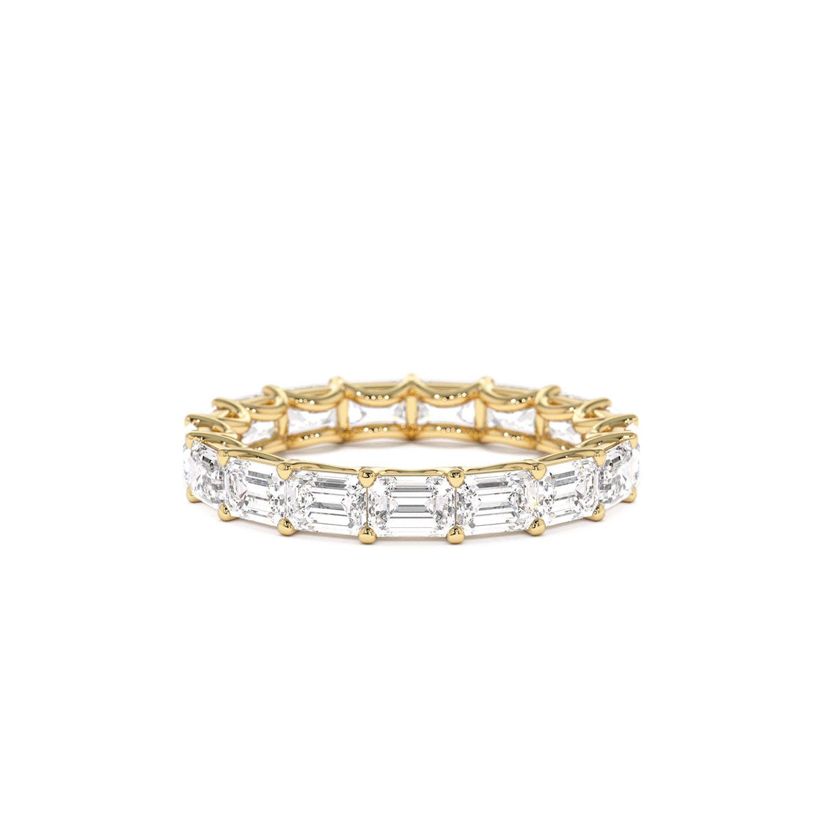 3.25 CTW East West Prong Setting Full Eternity Emerald Cut Lab-Grown Diamond Ring in 14K Gold — view 1
