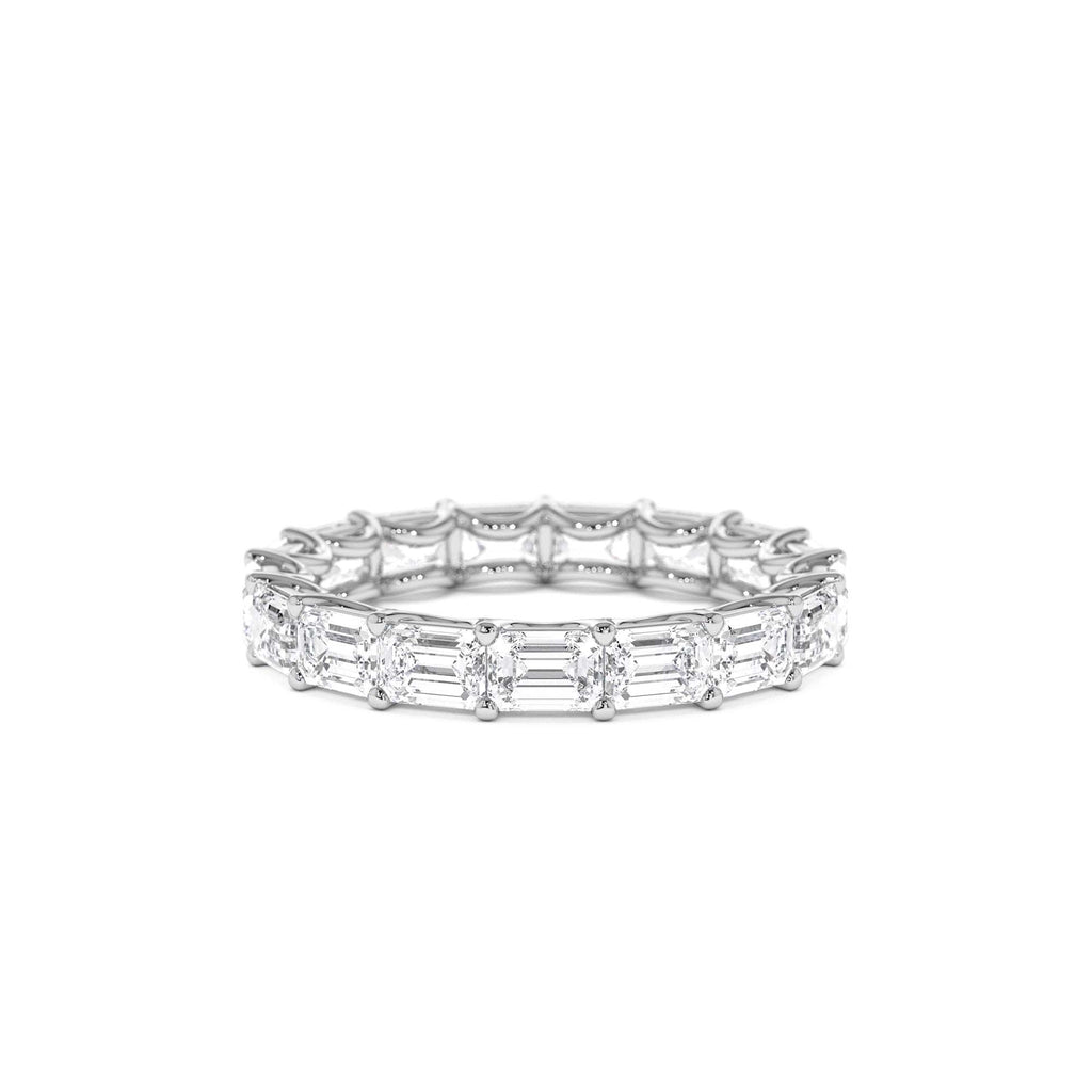 3.25 CTW East West Prong Setting Full Eternity Emerald Cut Lab-Grown Diamond Ring in 14K Gold — view 4